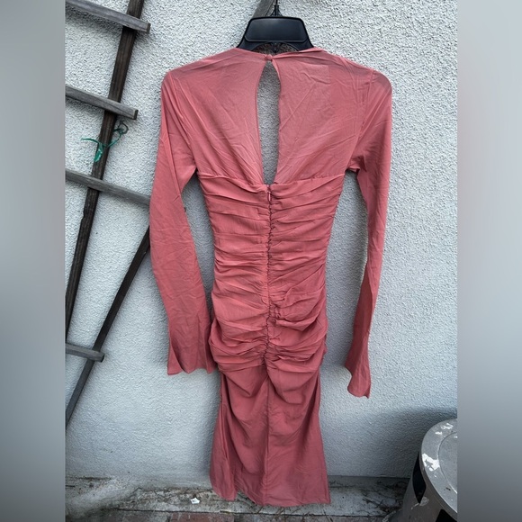 HOUSE OF CB 'Reine' Rose Real Silk Ruffle Midi Dress - Picture 13 of 13